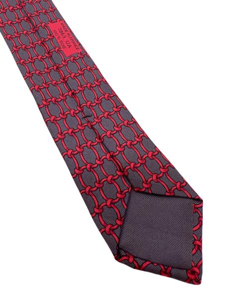 HERMES（エルメス）HERMES (エルメス) ネクタイ グレー×レッド サイズ:154cmの古着・服飾アイテム