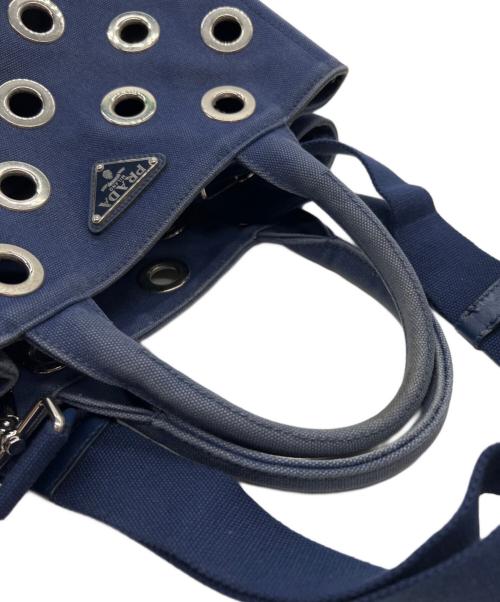 PRADA（プラダ）PRADA (プラダ) カナパミニ パンチング 2WAY ハンドバッグ ブルーの古着・服飾アイテム