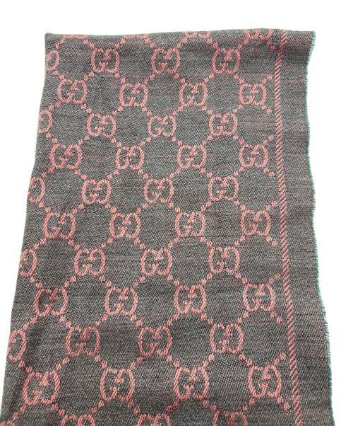 GUCCI（グッチ）GUCCI (グッチ) マフラー ピンク×グレーの古着・服飾アイテム