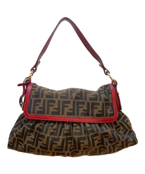FENDI（フェンディ）FENDI (フェンディ) ハンドバッグ/ズッカ ブラウン×レッドの古着・服飾アイテム