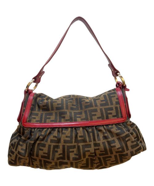 FENDI（フェンディ）FENDI (フェンディ) ハンドバッグ/ズッカ ブラウン×レッドの古着・服飾アイテム