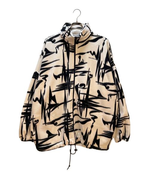 BALENCIAGA（バレンシアガ）BALENCIAGA (バレンシアガ) Over Size Tonal Logo Fleece Jacket ホワイト×ブラック サイズ:XSの古着・服飾アイテム