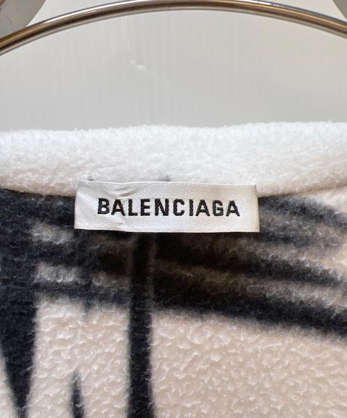 BALENCIAGA（バレンシアガ）BALENCIAGA (バレンシアガ) Over Size Tonal Logo Fleece Jacket ホワイト×ブラック サイズ:XSの古着・服飾アイテム