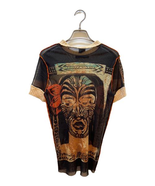 Jean Paul GAULTIER（ジャンポールゴルチェ）Jean Paul GAULTIER (ジャンポールゴルチェ) 半袖カットソー ブラック×オレンジ サイズ:48の古着・服飾アイテム