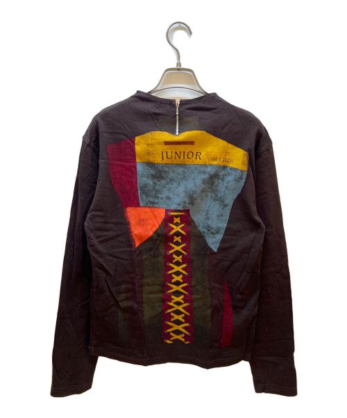 JUNIOR GAULTIER（ジュニアゴルチエ）JUNIOR GAULTIER (ジュニアゴルチエ) 長袖カットソー ブラウン×マルチカラー サイズ:84-92の古着・服飾アイテム