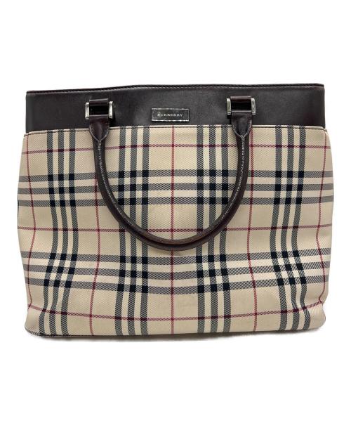 BURBERRY（バーバリー）BURBERRY (バーバリー) ハンドバッグ ベージュ×ブラウンの古着・服飾アイテム