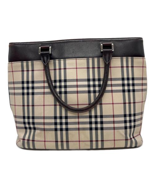 BURBERRY（バーバリー）BURBERRY (バーバリー) ハンドバッグ ベージュ×ブラウンの古着・服飾アイテム