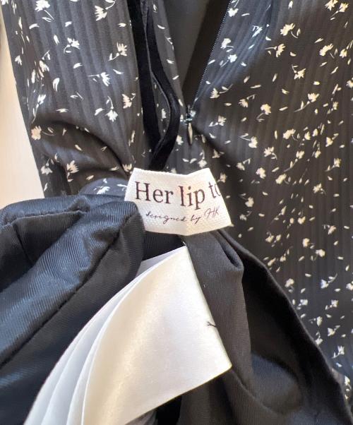 HER LIP TO（ハーリップトゥ）HER LIP TO (ハーリップトゥ) 長袖ワンピース ブラック×ホワイト サイズ:Sの古着・服飾アイテム