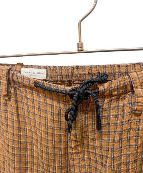 DRIES VAN NOTEN（ドリスヴァンノッテン）DRIES VAN NOTEN (ドリスヴァンノッテン) チェックリネンパンツ ブラウン サイズ:48の古着・服飾アイテム