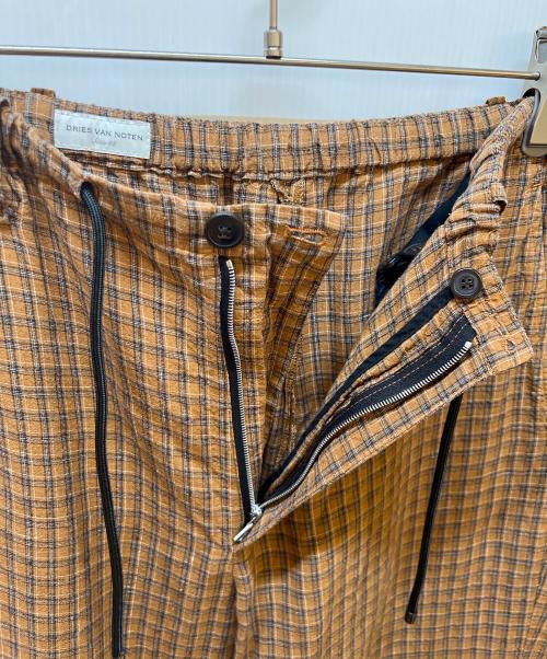 DRIES VAN NOTEN（ドリスヴァンノッテン）DRIES VAN NOTEN (ドリスヴァンノッテン) チェックリネンパンツ ブラウン サイズ:48の古着・服飾アイテム