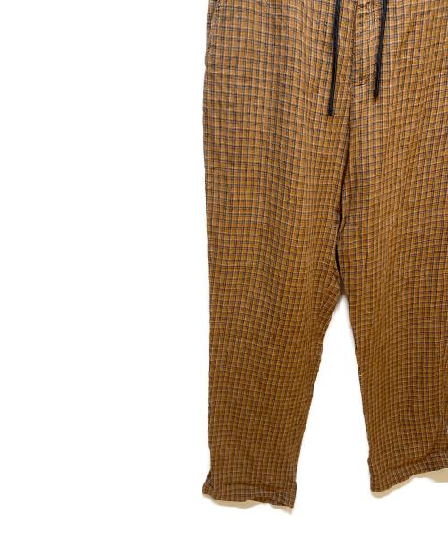 DRIES VAN NOTEN（ドリスヴァンノッテン）DRIES VAN NOTEN (ドリスヴァンノッテン) チェックリネンパンツ ブラウン サイズ:48の古着・服飾アイテム