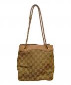 GUCCIグッチ）の古着「巾着ショルダーバッグ/GG」｜ブラウン