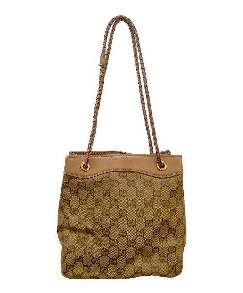 GUCCI（グッチ）GUCCI (グッチ) 巾着ショルダーバッグ/GG ブラウンの古着・服飾アイテム