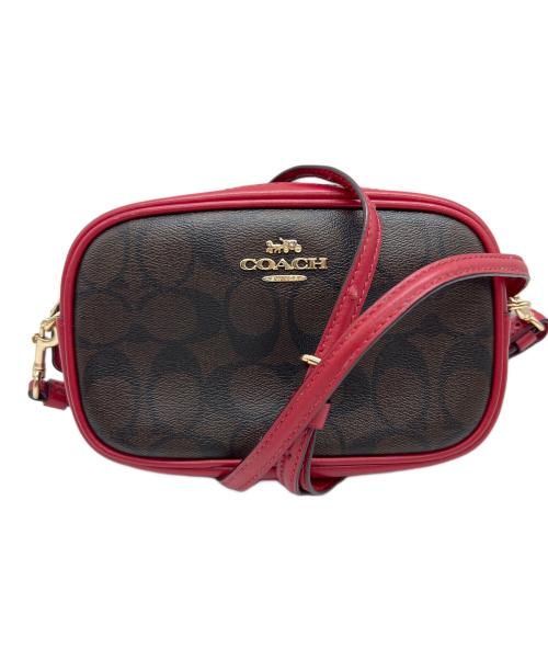 COACH（コーチ）COACH (コーチ) 2WAYウエストポーチ レッド×ブラウンの古着・服飾アイテム
