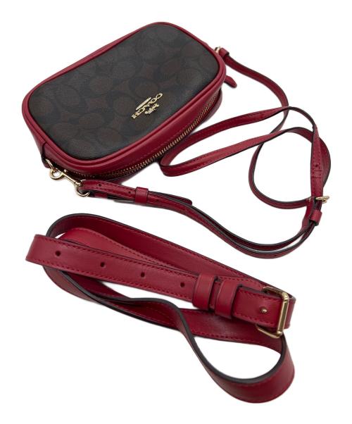 COACH（コーチ）COACH (コーチ) 2WAYウエストポーチ レッド×ブラウンの古着・服飾アイテム