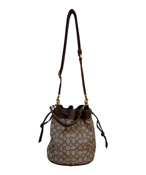 COACH（コーチ）COACH (コーチ) 巾着ショルダーバッグ ブラウンの古着・服飾アイテム