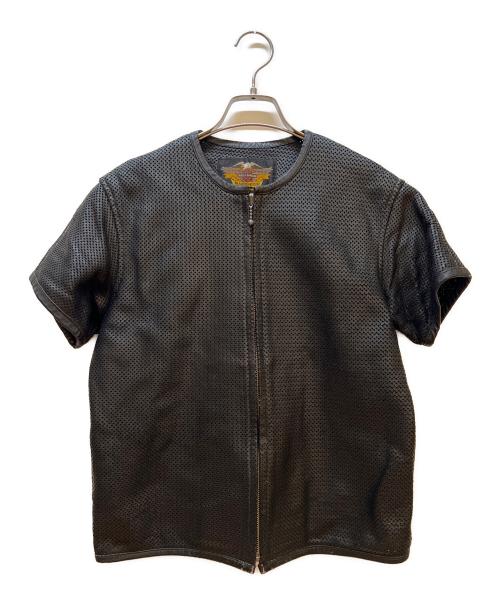 HARLEY-DAVIDSON（ハーレーダビッドソン）HARLEY-DAVIDSON (ハーレーダビッドソン) メッシュレザー半袖ジャケット ブラック サイズ:Mの古着・服飾アイテム