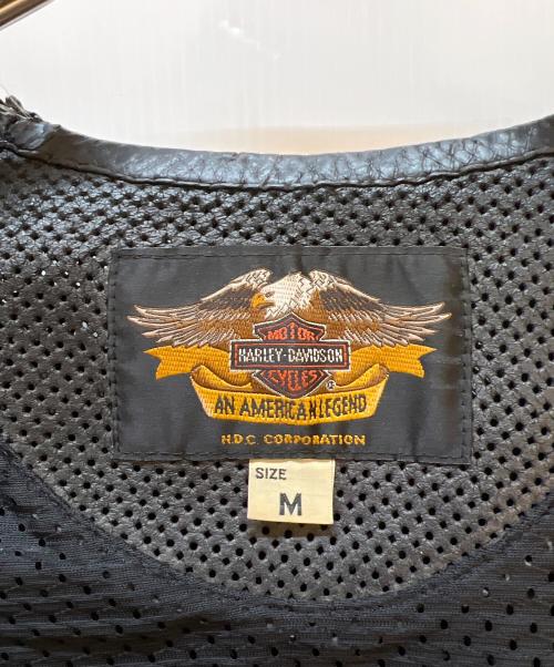 HARLEY-DAVIDSON（ハーレーダビッドソン）HARLEY-DAVIDSON (ハーレーダビッドソン) メッシュレザー半袖ジャケット ブラック サイズ:Mの古着・服飾アイテム