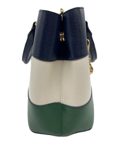 LAUREN RALPH LAUREN（ローレンラルフローレン）LAUREN RALPH LAUREN (ローレンラルフローレン) 2WAYバッグ ネイビー×ホワイト×グリーンの古着・服飾アイテム