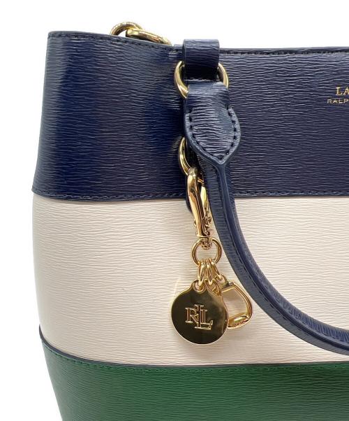 LAUREN RALPH LAUREN（ローレンラルフローレン）LAUREN RALPH LAUREN (ローレンラルフローレン) 2WAYバッグ ネイビー×ホワイト×グリーンの古着・服飾アイテム