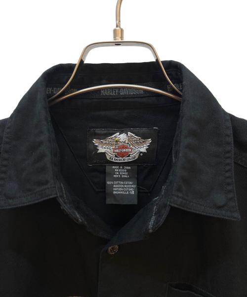 HARLEY-DAVIDSON（ハーレーダビッドソン）HARLEY-DAVIDSON (ハーレーダビッドソン) 半袖シャツ オレンジ×ブラック サイズ:Sの古着・服飾アイテム