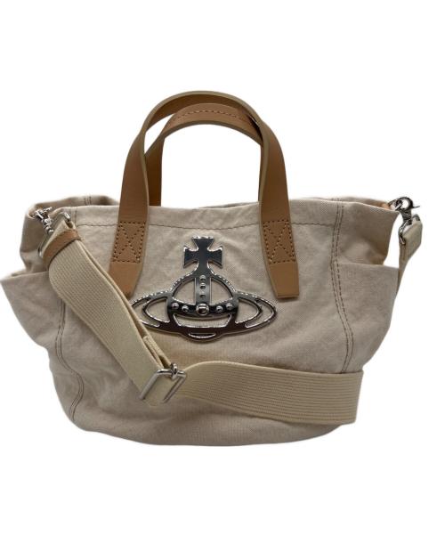 Vivienne Westwood（ヴィヴィアンウエストウッド）Vivienne Westwood (ヴィヴィアンウエストウッド) 2WAYバッグ アイボリー×ブラウンの古着・服飾アイテム