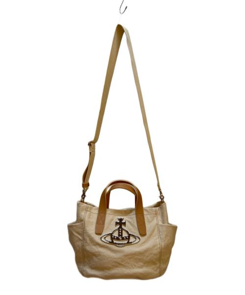 Vivienne Westwood（ヴィヴィアンウエストウッド）Vivienne Westwood (ヴィヴィアンウエストウッド) 2WAYバッグ アイボリー×ブラウンの古着・服飾アイテム