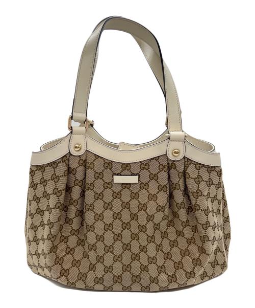 GUCCI（グッチ）GUCCI (グッチ) トートバッグ ベージュ×ホワイトの古着・服飾アイテム