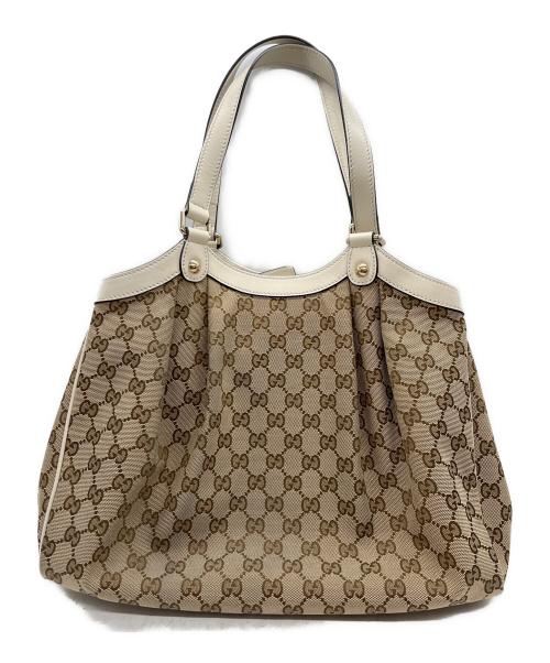 GUCCI（グッチ）GUCCI (グッチ) トートバッグ ベージュ×ホワイトの古着・服飾アイテム