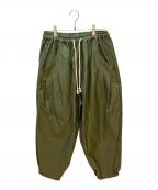 WANTHEMワンセム）の古着「LOOSE SHIFT PLEATED PANT」｜グリーン
