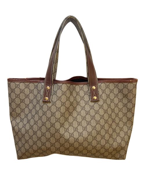 GUCCI（グッチ）GUCCI (グッチ) シェリーラインPVCトートバッグ ベージュ×ブラウンの古着・服飾アイテム