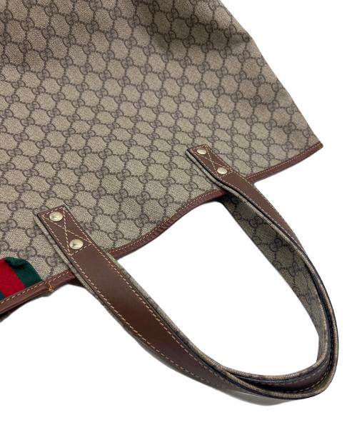 GUCCI（グッチ）GUCCI (グッチ) シェリーラインPVCトートバッグ ベージュ×ブラウンの古着・服飾アイテム