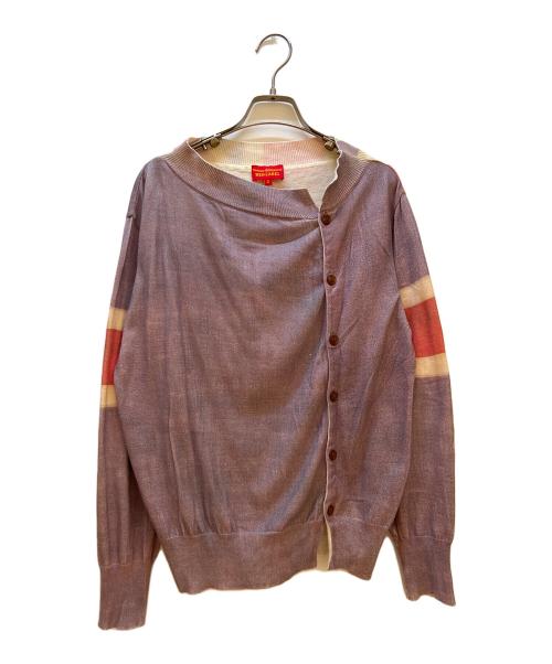 Vivienne Westwood RED LABEL（ヴィヴィアンウエストウッドレッドレーベル）Vivienne Westwood RED LABEL (ヴィヴィアンウエストウッドレッドレーベル) 薄手カーディガン パープル×レッド サイズ:2の古着・服飾アイテム