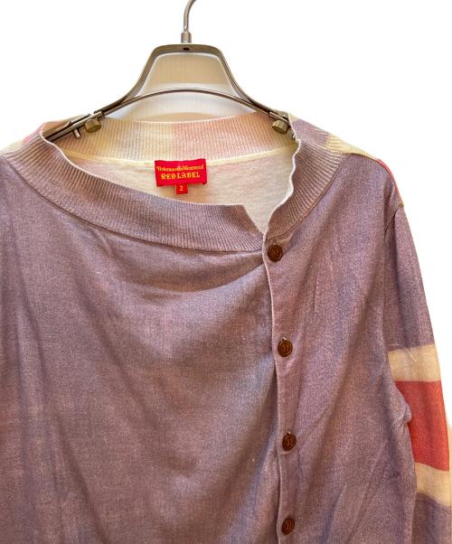 Vivienne Westwood RED LABEL（ヴィヴィアンウエストウッドレッドレーベル）Vivienne Westwood RED LABEL (ヴィヴィアンウエストウッドレッドレーベル) 薄手カーディガン パープル×レッド サイズ:2の古着・服飾アイテム