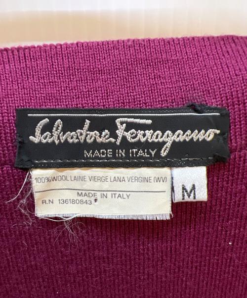 Salvatore Ferragamo（サルヴァトーレ フェラガモ）Salvatore Ferragamo (サルヴァトーレ フェラガモ) 厚手カーディガン ワインレッド サイズ:Mの古着・服飾アイテム