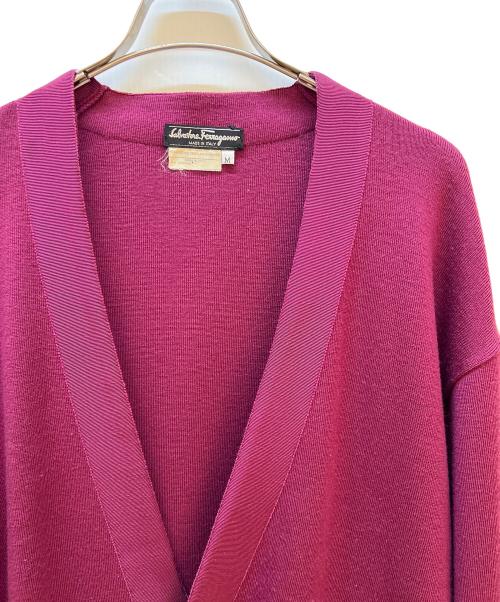 Salvatore Ferragamo（サルヴァトーレ フェラガモ）Salvatore Ferragamo (サルヴァトーレ フェラガモ) 厚手カーディガン ワインレッド サイズ:Mの古着・服飾アイテム