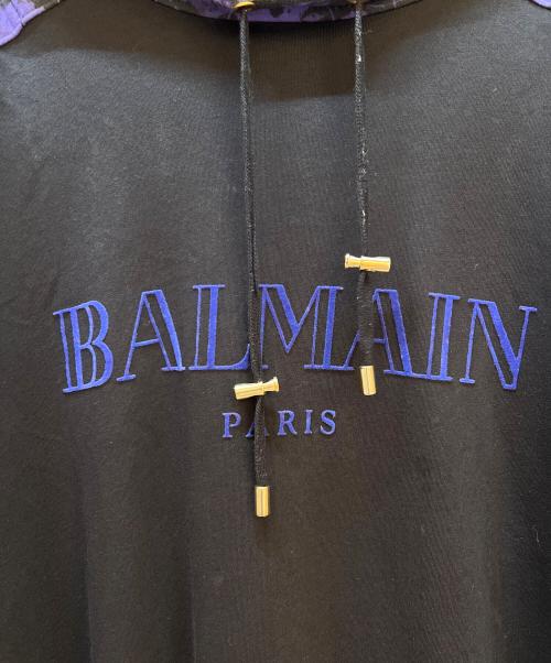 BALMAIN（バルマン）BALMAIN (バルマン) パーカー ブラック×ブルー サイズ:Lの古着・服飾アイテム
