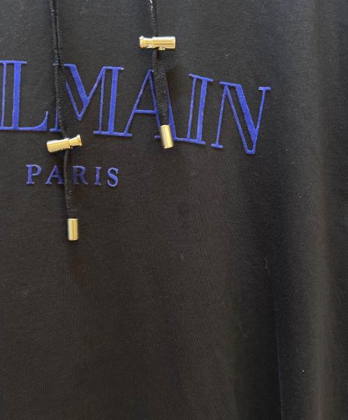 BALMAIN（バルマン）BALMAIN (バルマン) パーカー ブラック×ブルー サイズ:Lの古着・服飾アイテム