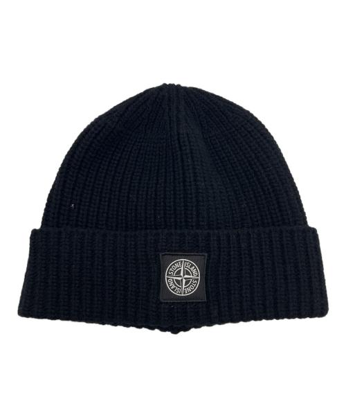 STONE ISLAND（ストーンアイランド）STONE ISLAND (ストーンアイランド) ニット帽/ミドルゲージウールリブニットキャップ ブラックの古着・服飾アイテム