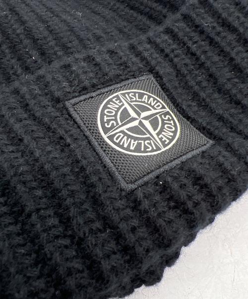 STONE ISLAND（ストーンアイランド）STONE ISLAND (ストーンアイランド) ニット帽/ミドルゲージウールリブニットキャップ ブラックの古着・服飾アイテム