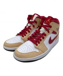 NIKE（ナイキ）の古着「Nike Air Jordan 1 Mid "Beige/Cardinal Red"」｜レッド×ホワイト