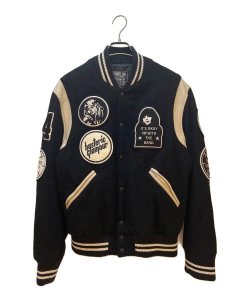Hysteric Glamour（ヒステリックグラマー）Hysteric Glamour (ヒステリックグラマー) アップリケヴァーシティジャケット ブラック×ホワイト サイズ:XLの古着・服飾アイテム