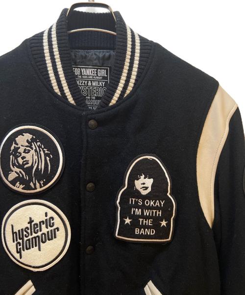 Hysteric Glamour（ヒステリックグラマー）Hysteric Glamour (ヒステリックグラマー) アップリケヴァーシティジャケット ブラック×ホワイト サイズ:XLの古着・服飾アイテム
