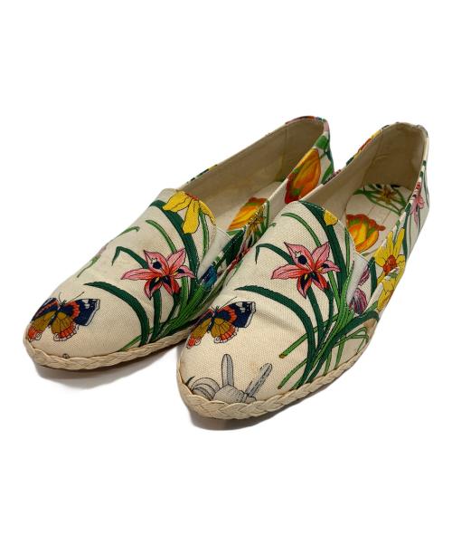GUCCI（グッチ）GUCCI (グッチ) フローラ柄スリッポンシューズ アイボリー サイズ:23.5の古着・服飾アイテム