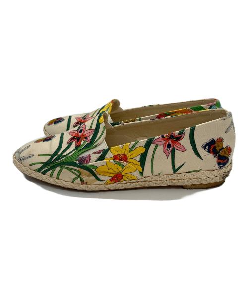GUCCI（グッチ）GUCCI (グッチ) フローラ柄スリッポンシューズ アイボリー サイズ:23.5の古着・服飾アイテム