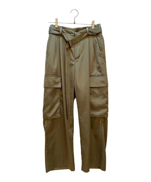 08sircus（ゼロエイトサーカス）08sircus (ゼロエイトサーカス) Satin belted cargo pants カーキ サイズ:1の古着・服飾アイテム