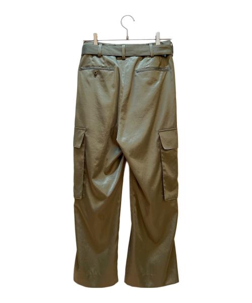 08sircus（ゼロエイトサーカス）08sircus (ゼロエイトサーカス) Satin belted cargo pants カーキ サイズ:1の古着・服飾アイテム