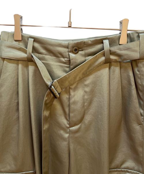 08sircus（ゼロエイトサーカス）08sircus (ゼロエイトサーカス) Satin belted cargo pants カーキ サイズ:1の古着・服飾アイテム