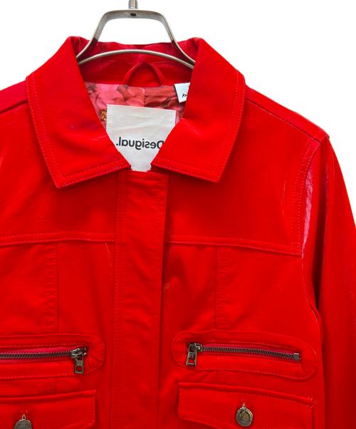 Desigual（デシグアル）Desigual (デシグアル) フェイクレザージャケット レッド サイズ:Mの古着・服飾アイテム