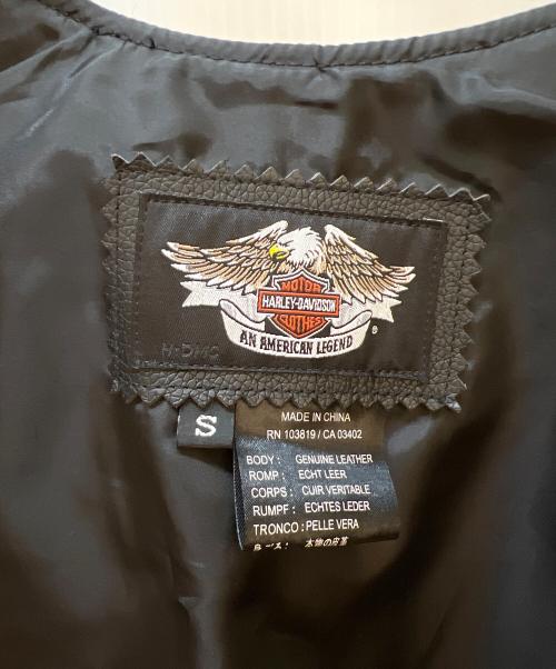 HARLEY-DAVIDSON（ハーレーダビッドソン）HARLEY-DAVIDSON (ハーレーダビッドソン) レザーベスト ブラック サイズ:Sの古着・服飾アイテム